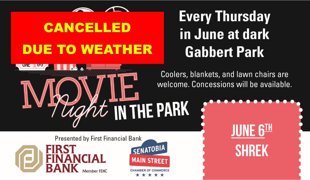 Rain Rain go away.... Hope to see you next Thursday fro the Croods!  Shrek has been rescheduled for July 11th!