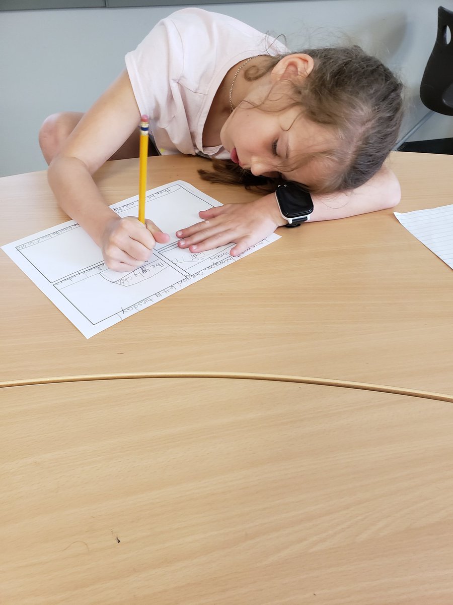 mrsbeasknees's tweet image. We created comic strips over the book Love Monster.  The kiddos had to draw pictures and write what happened in order using transition words.  No summer slide here!! #rosecity #summerteaching