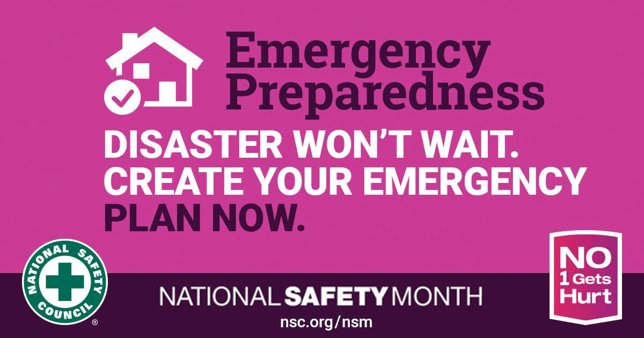 TrinityADC's tweet photo. June is National Safety Month! 
*Research/prepare for natural disasters common to your area 
*Create an emergency kit &amp; home emergency plan 
*Know how to respond to an active shooter with free training @ https://t.co/EKVF7rmjqJ

#EmergencyPreparedness  #No1GetsHurt https://t.co/KB149p5Exr