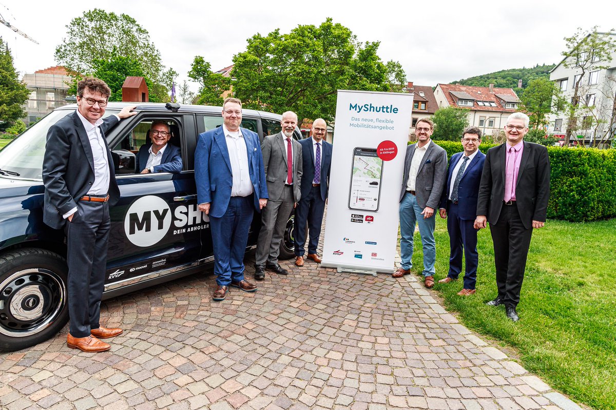 Mi_Kuhn's tweet photo. Yeah 👏👏 Earlier today we presented the new on-Demand #ridesharing service #MyShuttle together with @KreisKarlsruhe, @KVV_GmbH & @stadtettlingen. MyShuttle is powered by #moovel #AI. https:// https://t.co/BpXq6xPcC1 #MaaS https://t.co/CA7C1ruWL1