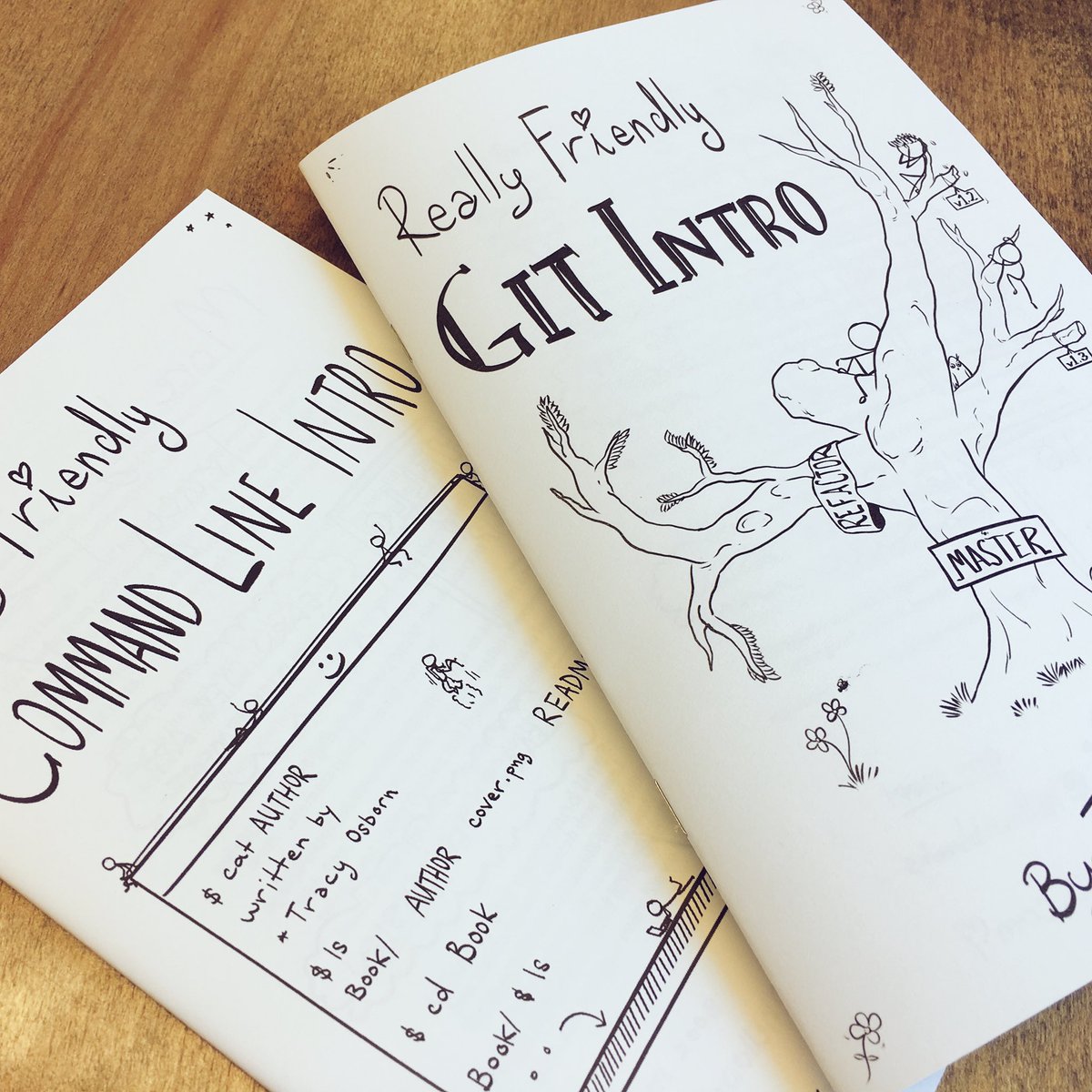 tracymakes's tweet photo. Yay, made edits to my Git zine based on feedback, got it printed, and it’s going to pop up on my @hellowebbooks website very soon! 🎉  https://t.co/VXbX6OlEBi https://t.co/jqnfWG3Dif