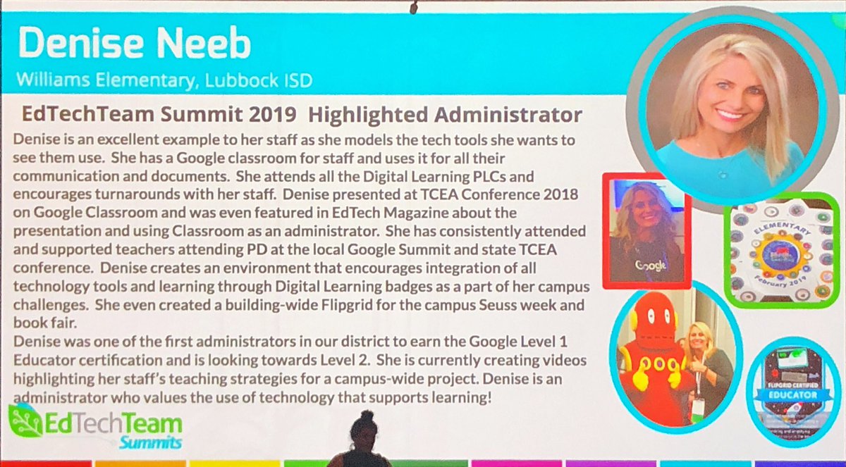 Congratulations to Denise Neeb for being named the Ed Tech Administrator is the year! <a href="/NatWilliamsElem/">Williams Elementary</a> <a href="/denisedayneeb/">denisedayneeb</a>  <a href="/LubbockISD/">Lubbock ISD</a>