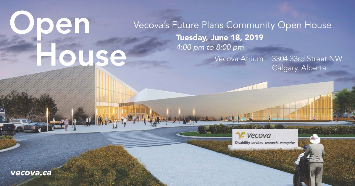 Vecova's tweet photo. Join us at our upcoming open house on June 18 at 4:00 pm. #Vecova #yyc #calgary #disability https://t.co/TMhOOWRVjS
