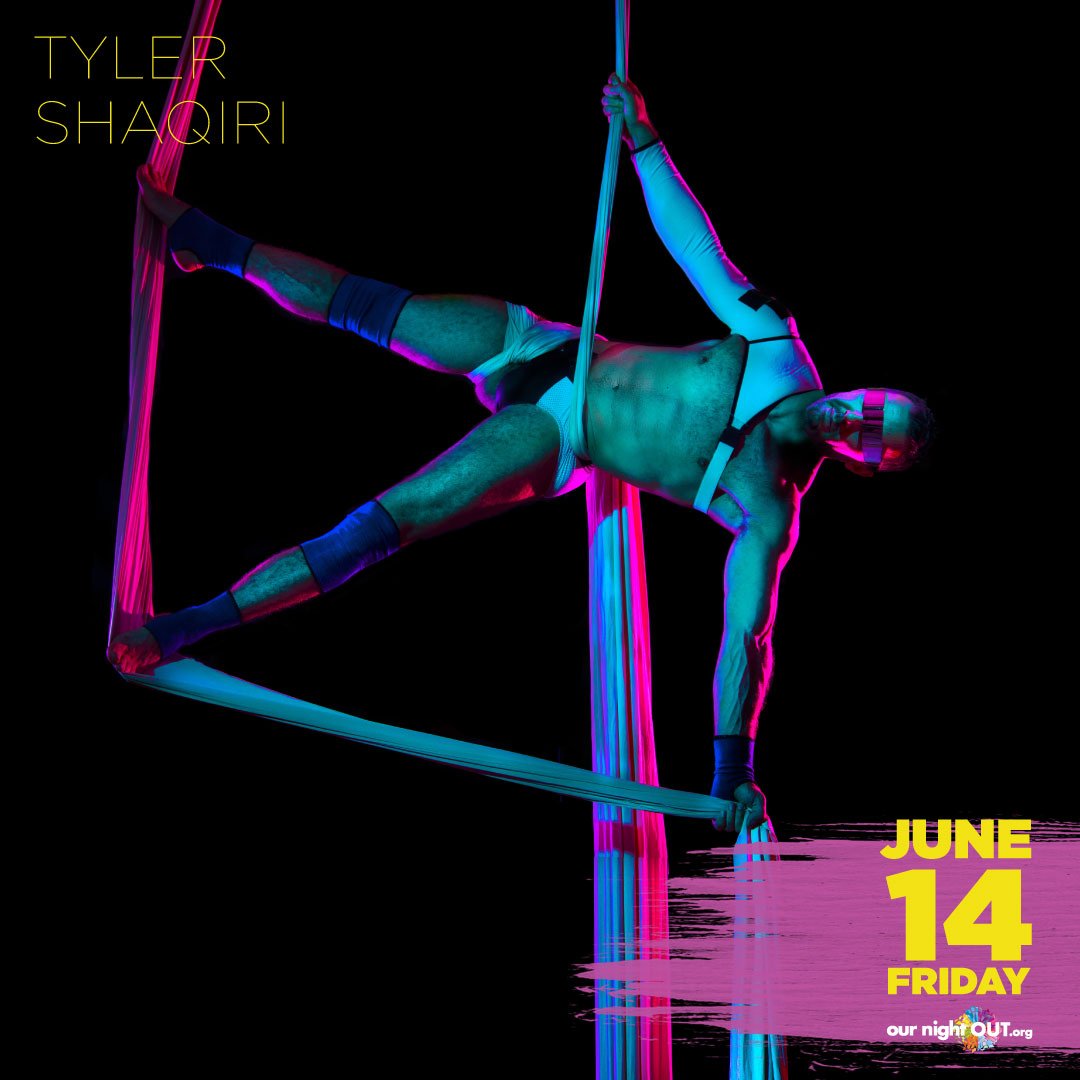 ournightoutftl's tweet photo. Get ready to be mesmerized by aerialist Tyler Shaqiri, at Our Night OUT 2019 the official Friday night event of Stonewall Pride Wilton Manors! Get your tickets before it's too late! https://t.co/nMN7GOZgAm https://t.co/bPfNDpIQmY