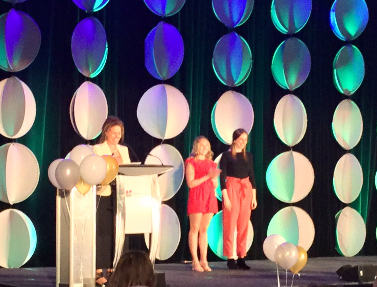 AcadiaNutrition's tweet photo. Congrats to @AcadiaNutrition @acadia_alumni @KatsHealthyLife ‘18 &amp; Kristin Genereux ‘19 for being presented w/ a National Undergraduate Student Award at the #DCConf19 Only 2 of these awards are given at the @DietitiansCAN conference ; we are very proud as is @JackieSpiersRD 👏🏻 💐 https://t.co/gfXhnYLyB5