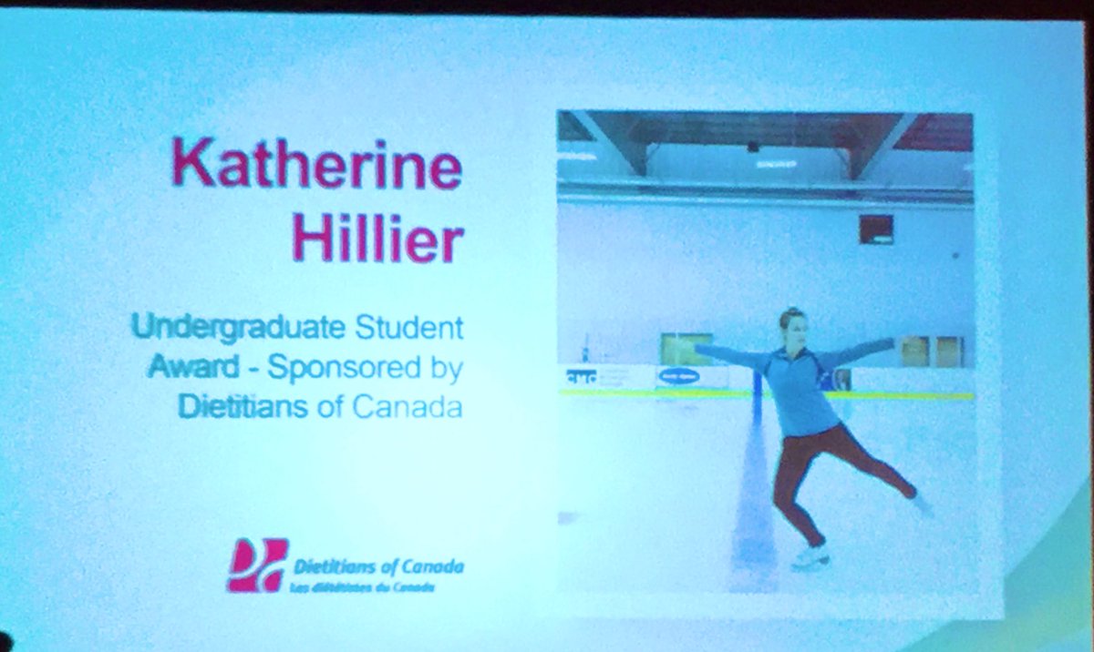 AcadiaNutrition's tweet photo. Congrats to @AcadiaNutrition @acadia_alumni @KatsHealthyLife ‘18 &amp; Kristin Genereux ‘19 for being presented w/ a National Undergraduate Student Award at the #DCConf19 Only 2 of these awards are given at the @DietitiansCAN conference ; we are very proud as is @JackieSpiersRD 👏🏻 💐 https://t.co/gfXhnYLyB5