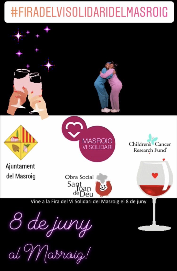 SaraBlanch_SB's tweet photo. Vine a la Fira del Vi Solidari del Masroig el 8 de juny!!! En benefici per a la investigació del càncer infantil per l’Hospital Sant Joan de Deu. #firadelvisolidaridelmasroig #8dejuny #investigació #cancerinfantil https://t.co/8anje4XY2f