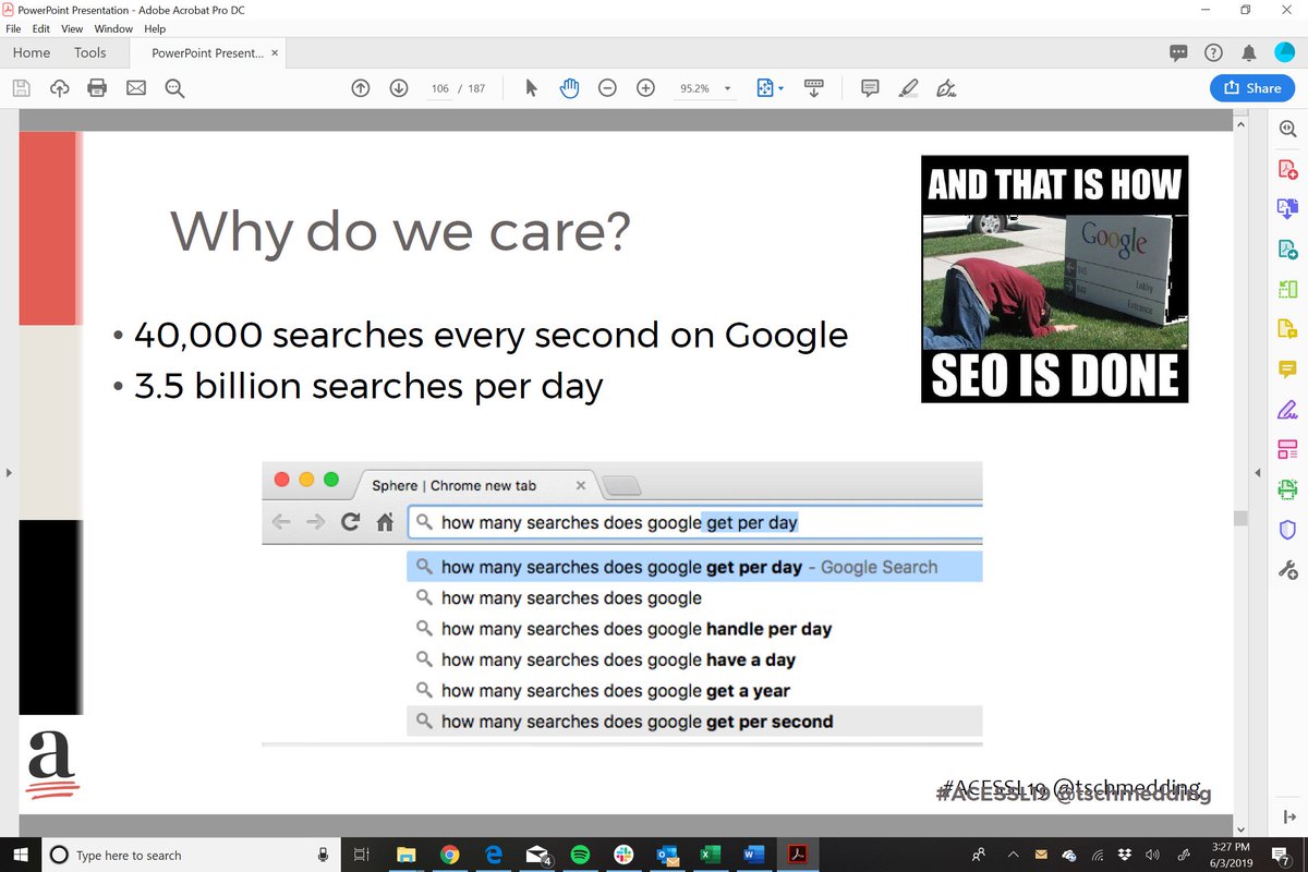 ACESEditors's tweet photo. Why is SEO so important? @tschmedding #ACESSL19 https://t.co/AU3MXEJhWt