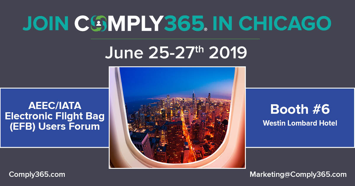 Comply365's tweet photo. We're looking forward to seeing many of our clients at the @SAEITC #EFB Users Forum in just a few weeks! If you'll be at the Chicago conference, let's set up a time now to meet: https://t.co/2iOwRASnVP #EFBandBeyond #PDFIsNotEnough https://t.co/lR6ZLhY0gG