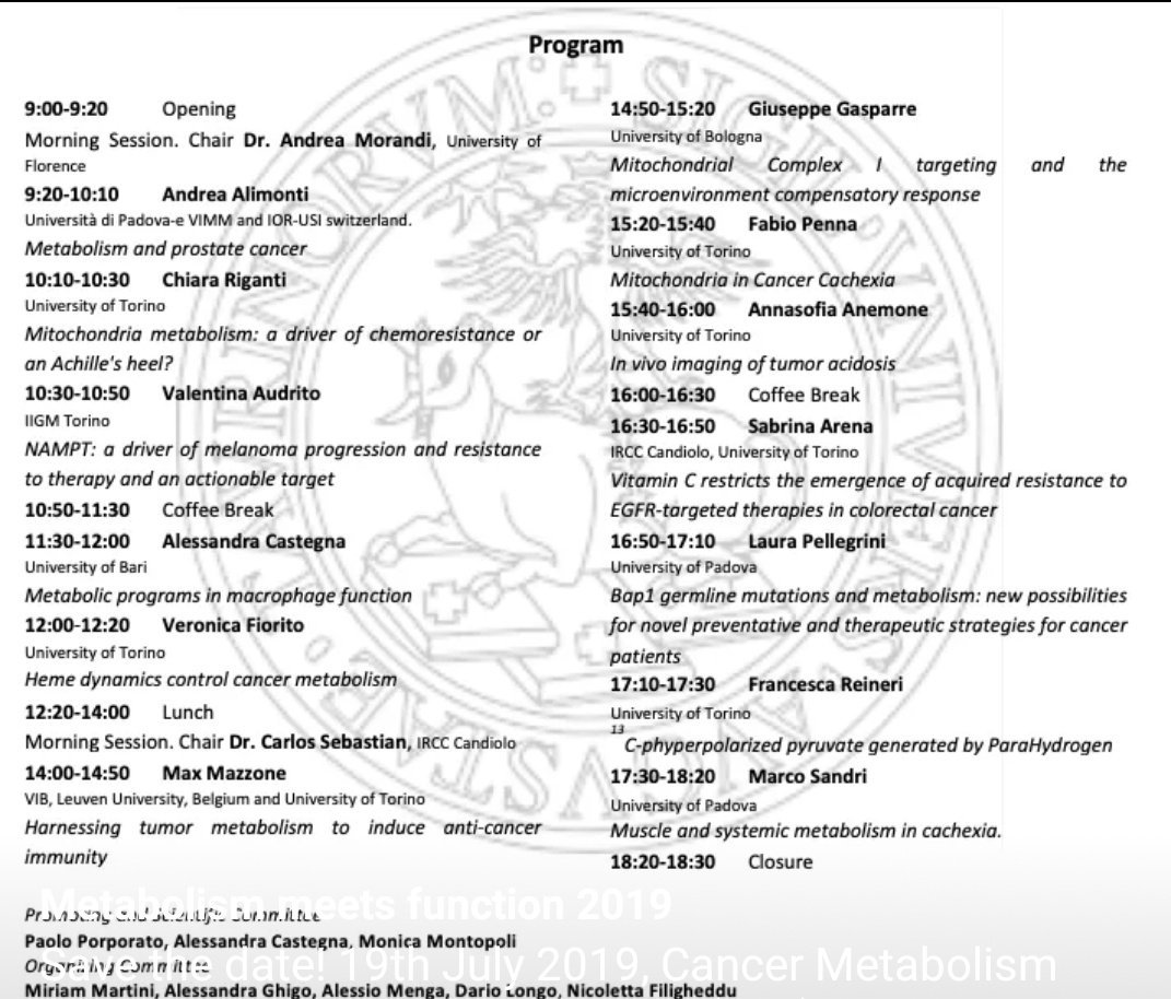 andMORand's tweet photo. Metabolism meets function 2019. Join us to this (great) one-day meeting in Turin. It's free and 'packed' of cool scientists. https://t.co/jj6SIy6QIp @LabPorpo @LabMazzone https://t.co/uFrTFyR3Py