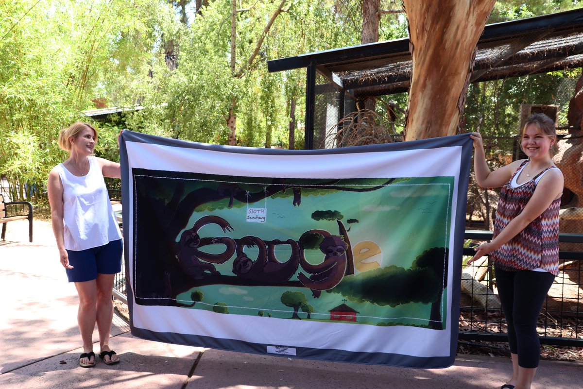 phoenixzoo's tweet photo. CONTINUED: Show your support for Ella, Arizona and sloths like Fernando by voting for her doodle now through Friday, June 7! After clicking cast your vote make sure to choose the 8th-9th grader tab to find Ella’s doodle! 

Vote | https://t.co/UMaPdk4KtP

#GoogleDoodle #Sloths https://t.co/g8jESwiL0O