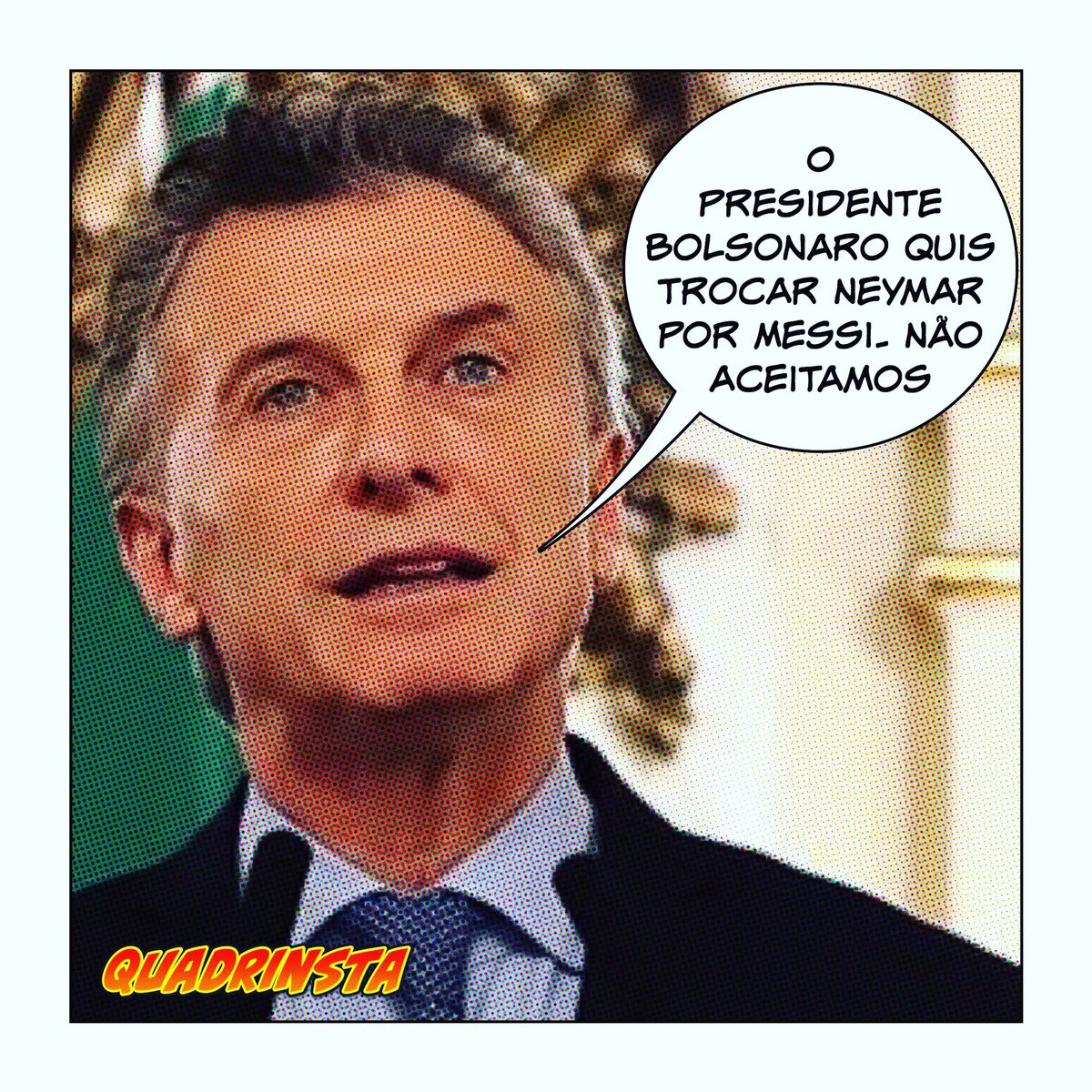 quadrinsta's tweet photo. Jair Bolsonaro faz primeira visita oficial à Argentina. Presidente do Brasil é recebido sob protestos. Messi só força o erro do adversário. #quadrinsta #quadrinhos #bolsonaro #macri #brasil #argentina #politica #humor https://t.co/rw6S9gatou