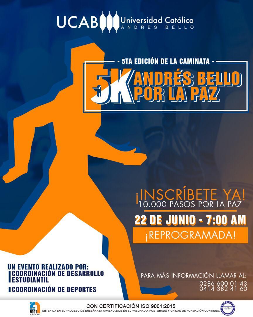 UcabGuayana's tweet photo. Además de una jornada de #Caminata #5k, te invitamos a disfrutar de:
💃🏻Clase de #Zumba
🏋♂Clase de #CrossFit 
💧 Hidratación 
🎁 y muchas sorpresas más...
🏆 Se otorgarán premios a los primeros lugares.
📢 ¡CORRE LA VOZ! https://t.co/JJ173EhggK