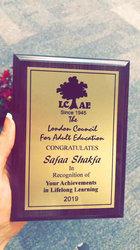 WILEmployment's tweet photo. Congratulations to Safaa Shakfa, a former client, who won the London Council for Adult Education Award. Safaa’s dedication to learning and perseverance have allowed her to continue to pursue her goals. Watch Safaa’s acceptance speech here: https://t.co/C1YtzhDAwq.
#ldnont #LCAE https://t.co/3nZ4A3gWtg