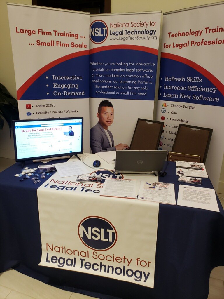 And the day goes on... at #CALIcon19! Here's our #information #table with our #flyers and #swag but mostly with our amazing #CEO <a href="/lusk_doug/">Doug Lusk</a> who is always ready and happy to answer any and all questions you might have about #legaltechnology. If you are at #CALIcon19 come say hi!