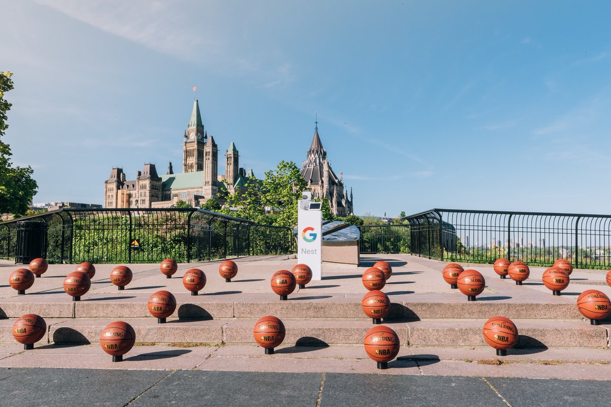 NBACanada's tweet photo. The NBA &amp; @googlenest brought the NBA Finals Ball Drop to Major's Hill Park in Ottawa, ON! 

#NBABallDrop | #GoogleNest | #NBAFinals https://t.co/eXo9nLXomh