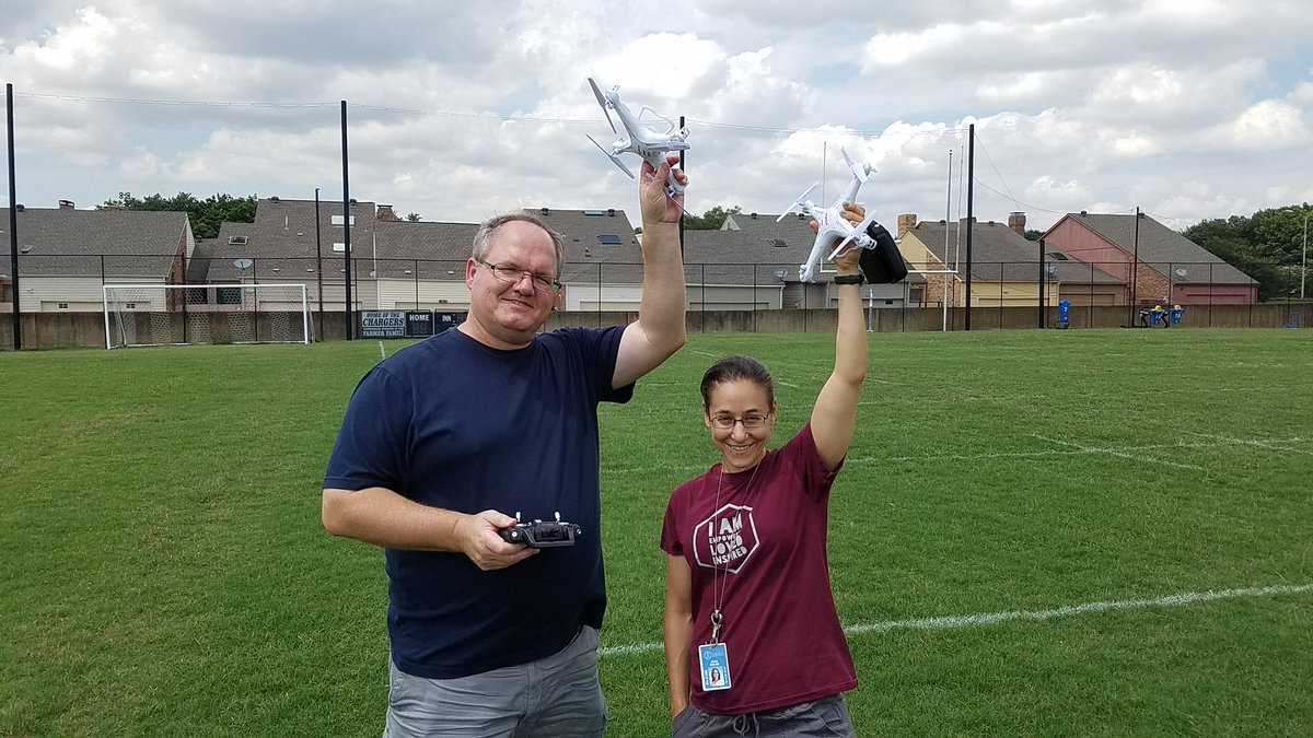 STEMCrafters's tweet photo. Congrats, David and Sarah, on completing PD training for STEM Crafters' Drone Pilot curriculum! Happy flying. #stemeducation at @SheltonSchool learn more at 
https://t.co/8UunY4rY5N https://t.co/SkQSS8bQLP