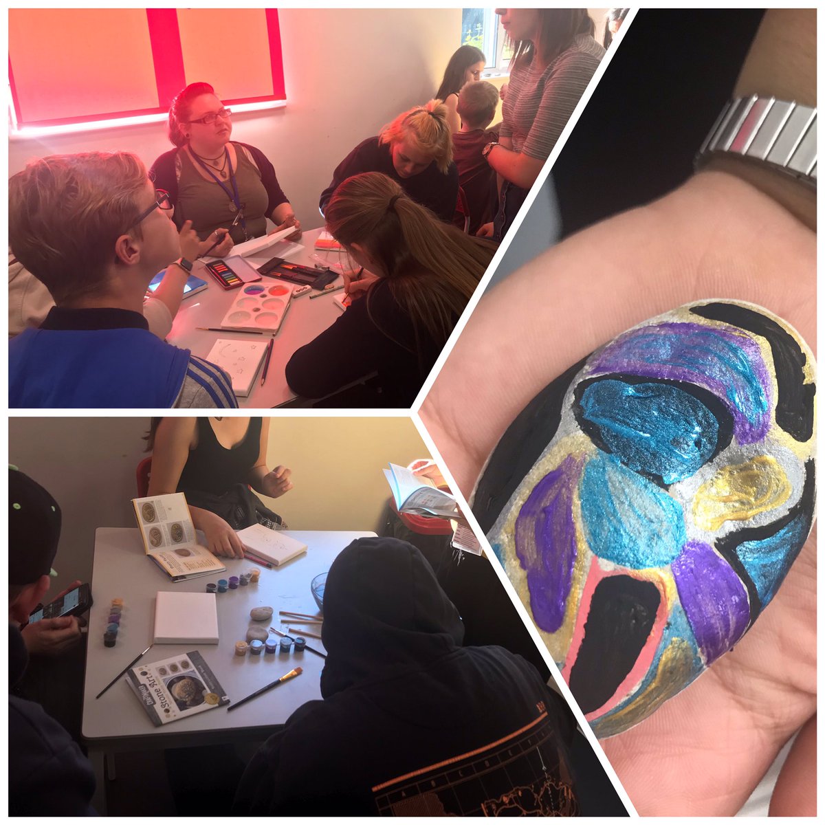 Sharon1McCauley's tweet image. Young people at IMPACT enjoyed art tonight. Canvas and river stone painting. #art #funsession #talkandpaint @Medway_Youth