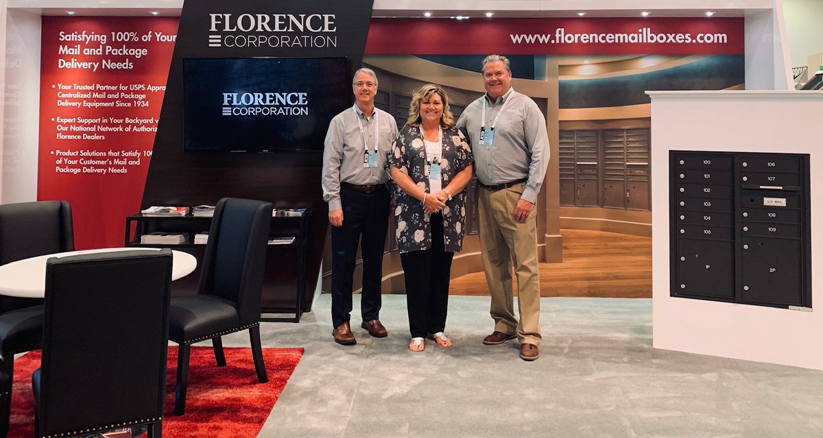 FlorenceCorp's tweet photo. Stop by the Florence Corporation booth #5522 &amp; find out how to design package delivery solutions! 
#A19Con #florencemailboxes #packageconcierge #architecture https://t.co/W3cWFGJxUI
