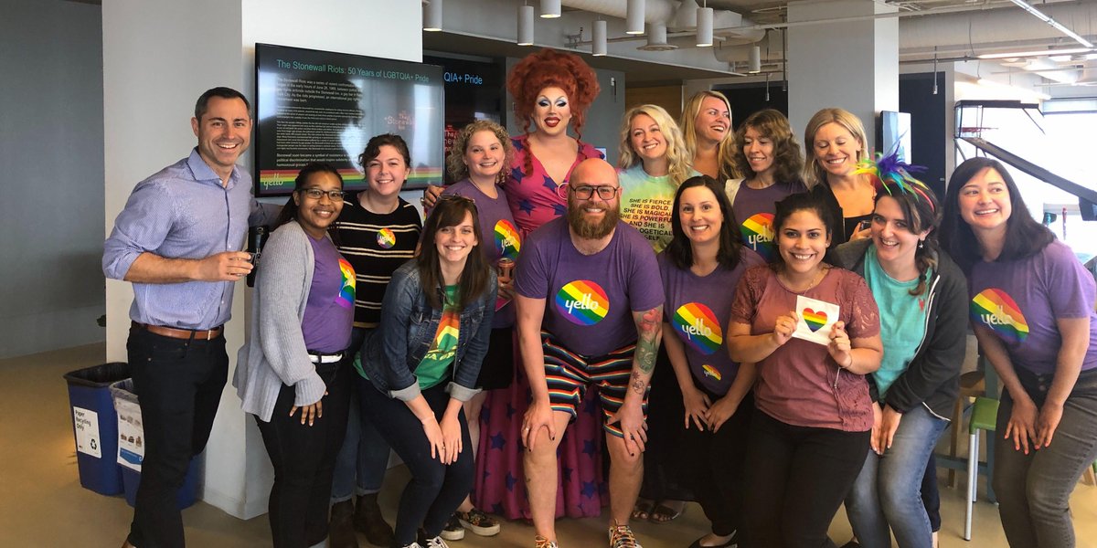Yello's tweet photo. We're kicking off #PrideMonth with a game of Pride Bingo at Yello HQ! #pride19 https://t.co/QPHSMOYNLN