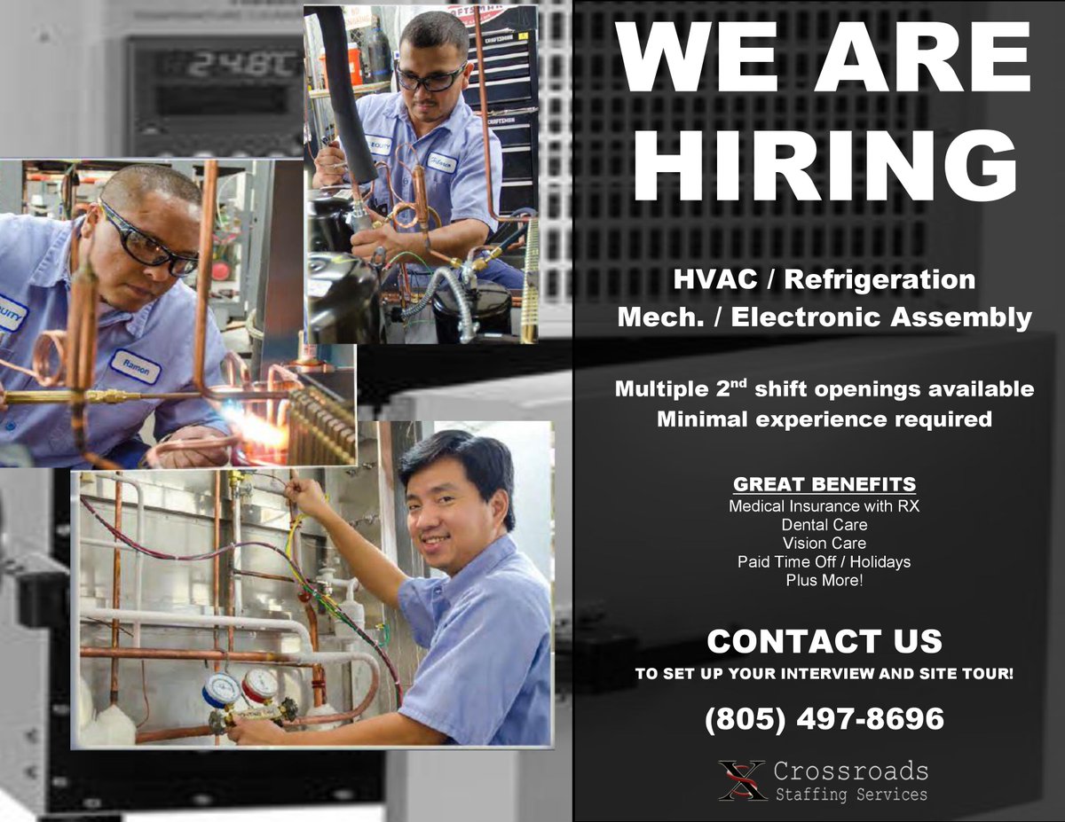 WE ARE HIRING! GIVE US A CALL TO SET UP YOUR INTERVIEW!
#employment #jobs #jobsearch #work #hiring #business #job  #career #recruitment #hr #nowhiring #resume #careers #jobhunt #HVAC