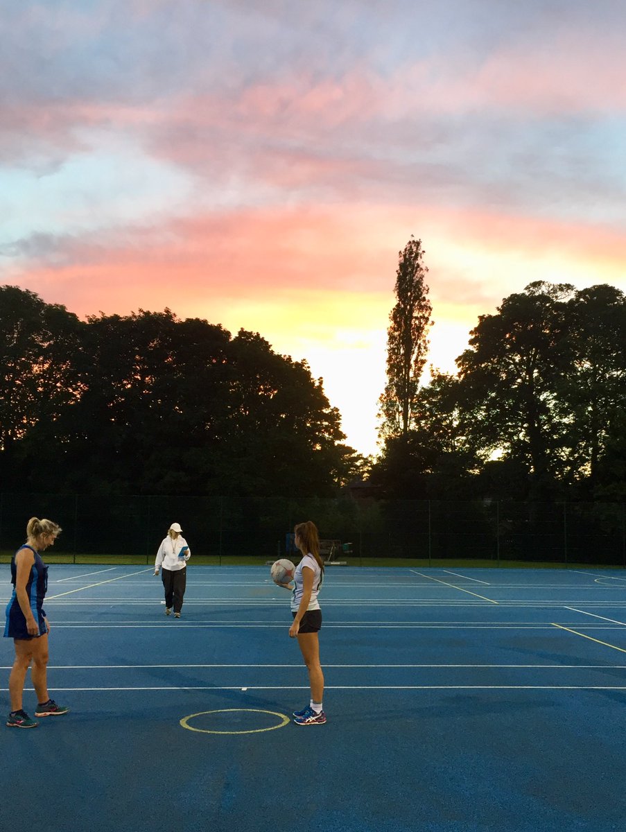 net_collegiate's tweet photo. How beautiful is this? Lovely to be playing netball in the warmer weather. Sadly first defeat in 21 games for our seniors tonight, losing by 4 goals in a fantastically competitive match #stilltopofthetable #netball https://t.co/PLl3yCxhAs