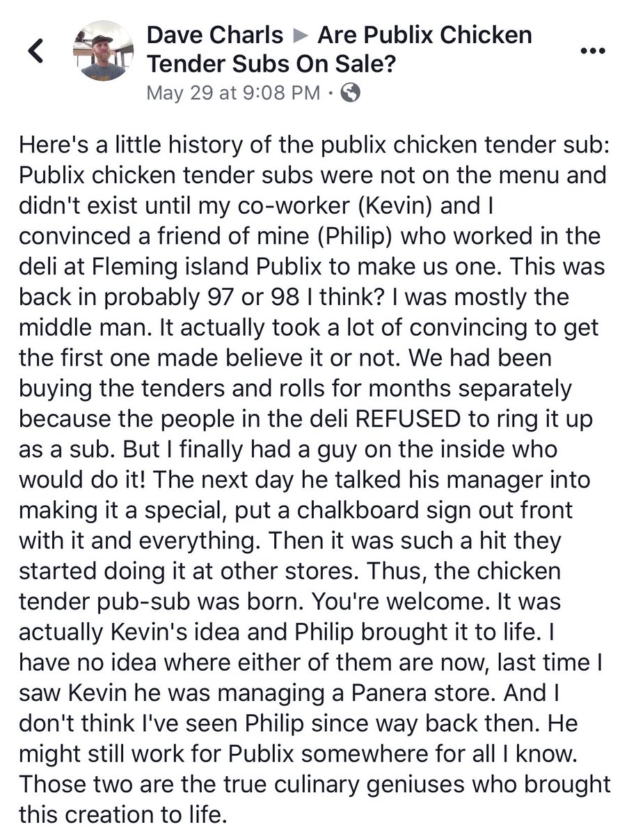 PubSubs_on_sale's tweet photo. The Publix chicken tender sub was this close to never existing

RT until we find Kevin and Philip https://t.co/yBXmILlNzc
