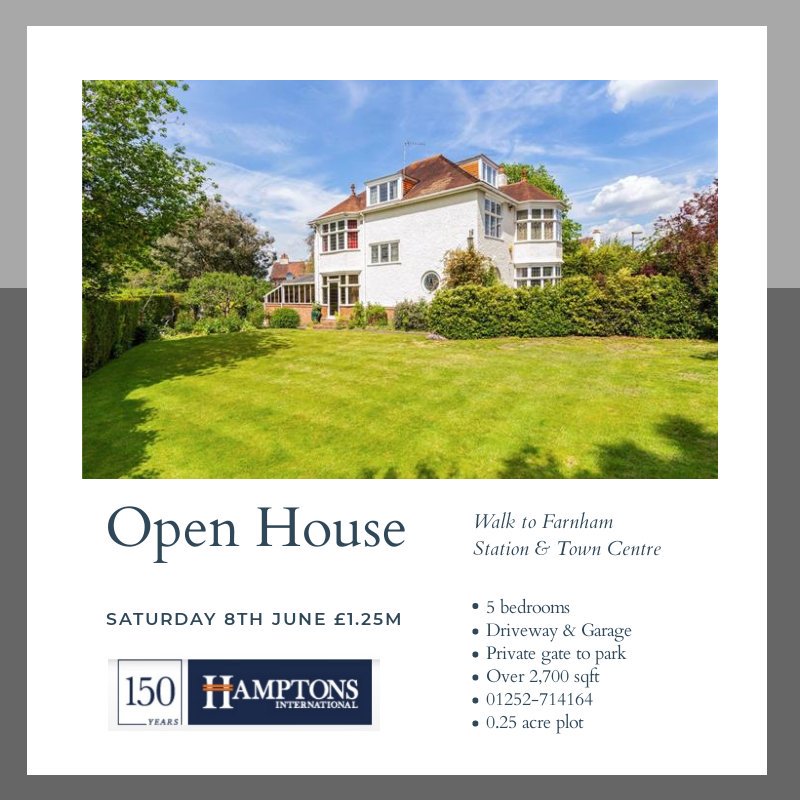 HamptonsFarnham's tweet photo. OPEN HOUSE THIS SATURDAY
👉 Detached character home
👉 Huge scope to improve
👉 Quarter of an acre plot
👉 Walking distance to Farnham Town Centre and train station
👉 Over 2,700 sqft
👉 Set over three floors
👉 Detached Garaging &amp; workshop
👉 GP £1,250,000 https://t.co/Ot15uDtvSU
