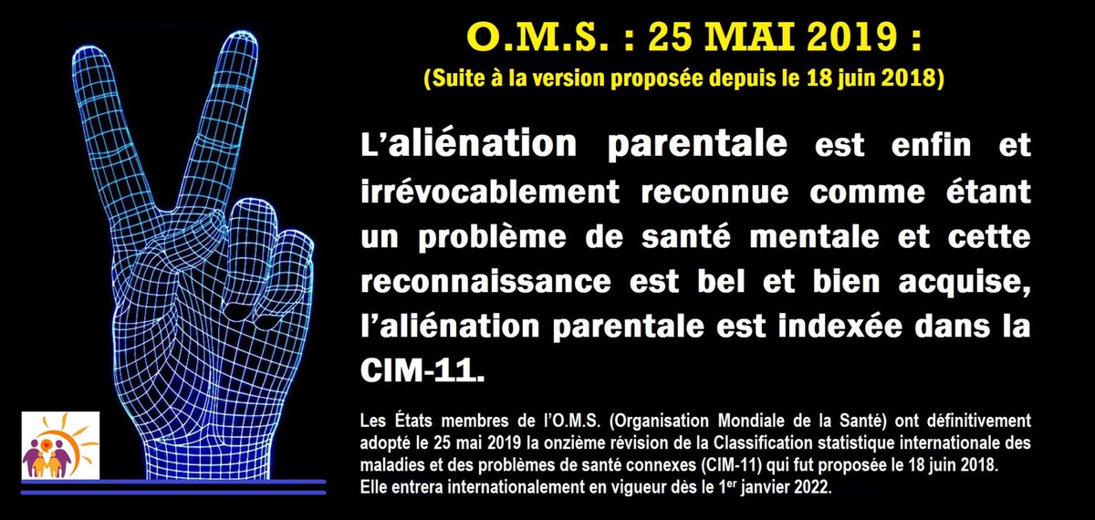 Ilovemy2parents's tweet photo. Vers une prise en compte de #AliénationParentale #OMS2019 #CIM11 #ICD11 #ParentalAlienation @laurossignol @NBelloubet @EmmanuelMacron @agnesbuzyn @MarleneSchiappa
Nous souhaitons une réponse à nos questions ... Et pour nos enfants ... https://t.co/zGxllyalzy