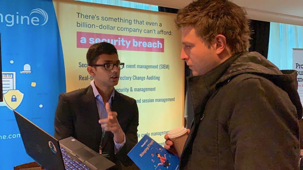 manageengine's tweet photo. Our very own technical evangelist Siddharth Sharathkumar spreading the word about advanced security analytical techniques at AuSEC this week. Thanks for hosting, @ClaridenGlobal #AUSEC2019 https://t.co/WKAwlX7tik