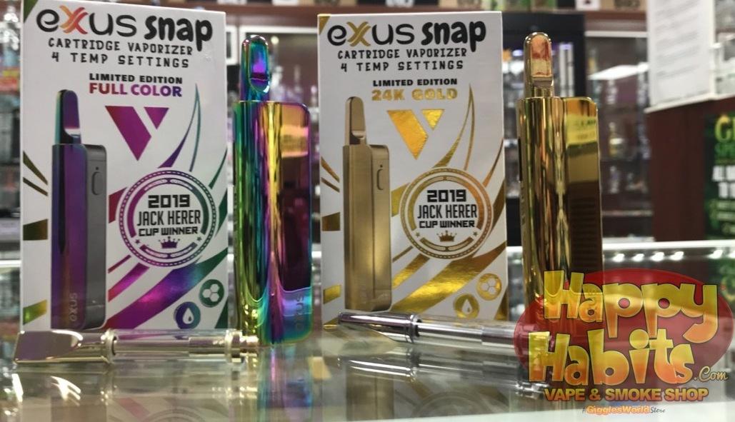 ShopHappyHabits's tweet image. Stick your oil cartridge into an Exxus Snap today! They come with 4 different temperature settings, 2 different sized metal connectors, and an extra empty cartridge for recovery purposes. Stop into Happy Habit and check them out today.
#snap #exxus #vape