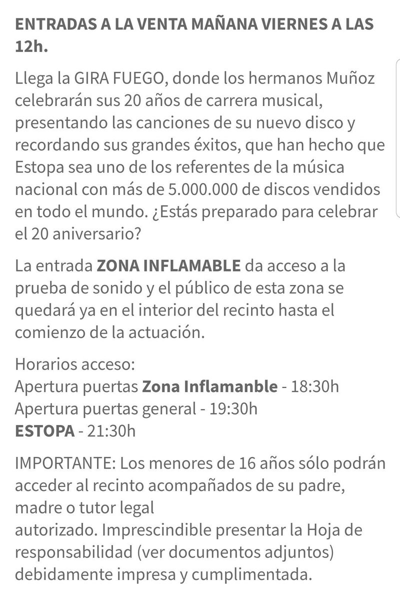 iriahr's tweet photo. Pues nada a empezar a ahorrar desde ya me parece a mí, porque después de haber vivido las pruebas de sonido hace 3 años, no pienso perderme esa zona inflamable @estopaoficial 💃💃😍😍❤️❤️ #Estopa20 #EstopaFuego #GiraFuego #zonainflamable https://t.co/gTP8DydUYM