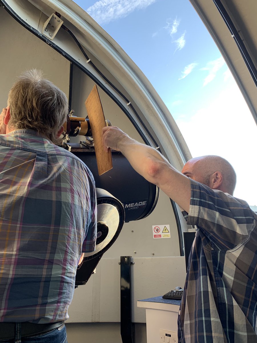 tlesphysics's tweet photo. Clear skies meant plenty of time for solar observing at the open dome tonight. Thanks to Steve Ibbotson for an informative talk on Meteors and to Mr P for his progress update on the STEM club Radio meteor detector build (proudly modelled by Rosie) @longeatonschool @TLES_Brainiacs https://t.co/sIAmwaIEsL