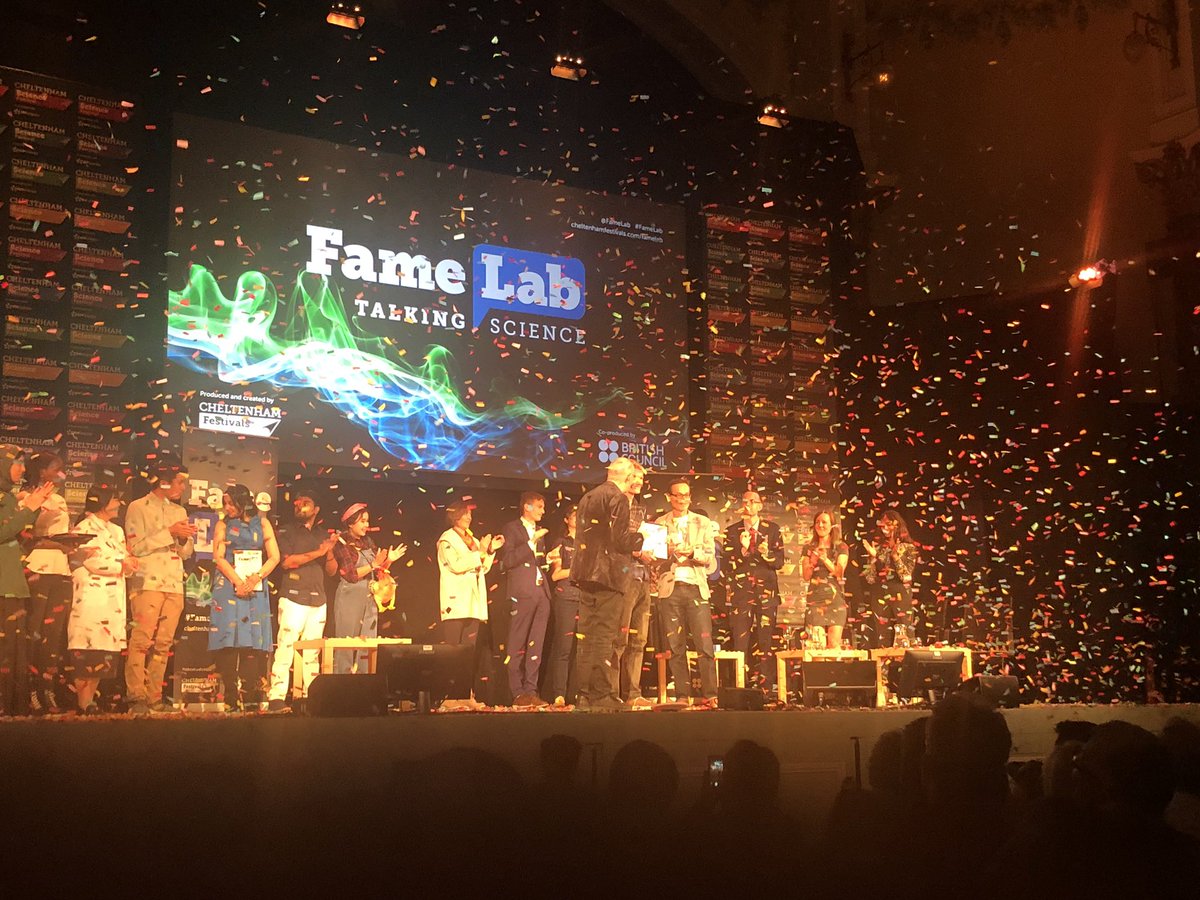CesarElege's tweet photo. Tras una interminable gala de más de dos horas y media (cuánto tendrían que aprender de nosotros...) por fin tenemos merecido ganador de #FameLabInt2019. Este año el premio se queda en el Reino Unido, que también ha obtenido el Premio del Público. https://t.co/GdIGClJCGv