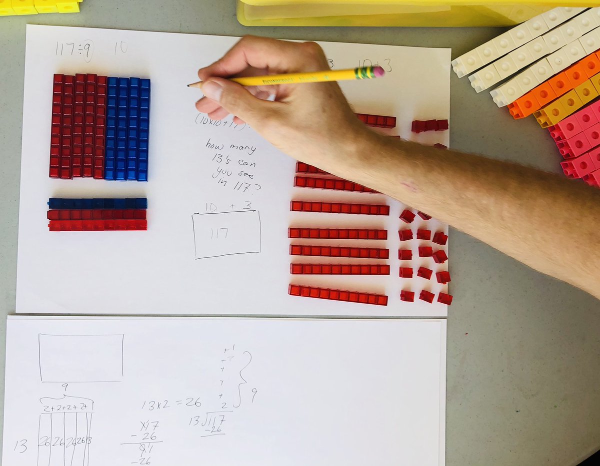 GoslinK123's tweet photo. Using concrete materials is essential to develop an understanding of #division. It is a skill to know how to divide with #basetens. We will learn skills of the tool AND practice applying them through exposure to problem solving. #concretenessfading #ldsb #mtbos #iteachmath https://t.co/9mHZ2G1Iso