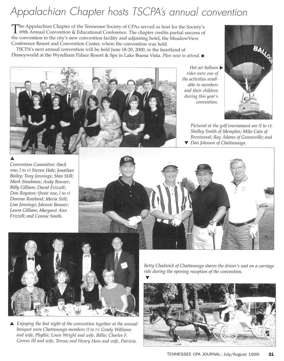 TSCPA's tweet photo. With less than a week until convention it only makes sense for us to #ThrowbackThursday to a past convention! Twenty years ago, TSCPA held it’s 69th Annual Convention in Kingsport Tennessee. It included hot air balloons and carriage rides! https://t.co/n9RNHxr1Jm