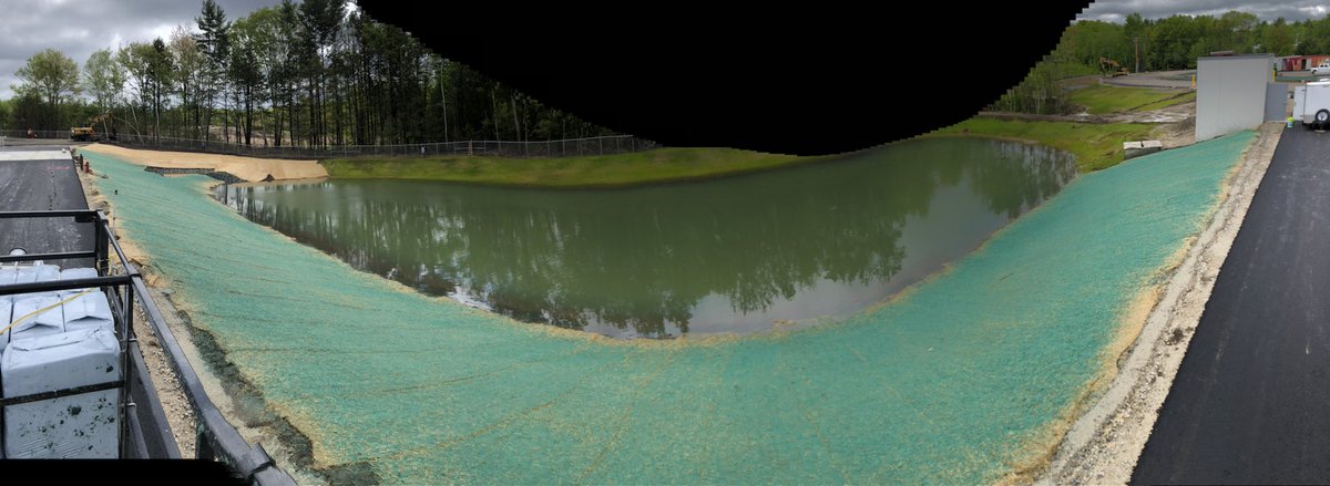 RyanLyford1's tweet photo. Saco. A.Duie Pyle trucking got another slug of #Hydroseeding today at their new facility. Mostly spraying on top of of jute netting around the pond. #GrowGrass #TurfSmith https://t.co/KP1lRj7wnE