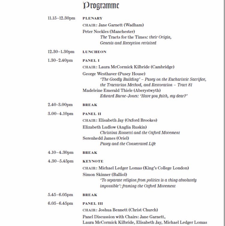Thank you to everyone who spoke today #oriel #oxfordmovement #tractarianframeofmind