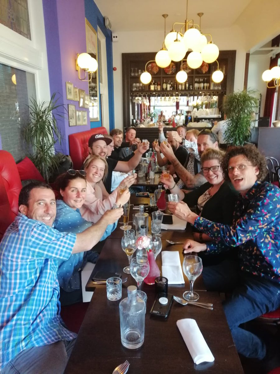 jungle_talks's tweet photo. Today our Mastercourse participants visited @WUR and were received by Klassmann Deilmann, Startlife, @KeyGeneInfo and Ofinext. Dinner at Hotel de Wereld, a great location also to remember D-Day's 75th anniversary. History and present met in Wageningen today! #MastercourseMedCan https://t.co/zcI2KriJ76