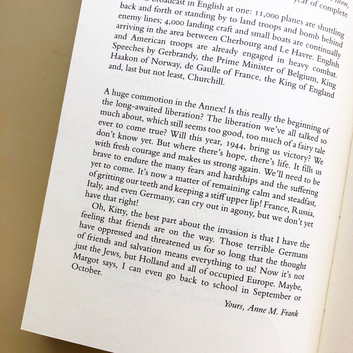 musoftolerance's tweet photo. On this day 75 years ago #AnneFrank wrote:

“Will this year, 1944, bring us victory? We don’t know yet. But where there’s hope, there’s life. It fills us with fresh courage and makes us strong again.”

#WWII #DDay #DDay75 #anniversary #journal #diary #RememberingAnne https://t.co/PhJgnk6xZX
