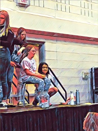 DDS346's tweet photo. Some of our brave students shaving or cutting their hair for cancer. Many thanks to @LBHS_Lords  students for helping out! Congratulations Douglasdale School on raising over $10 000! https://t.co/iYjyEWIlPZ