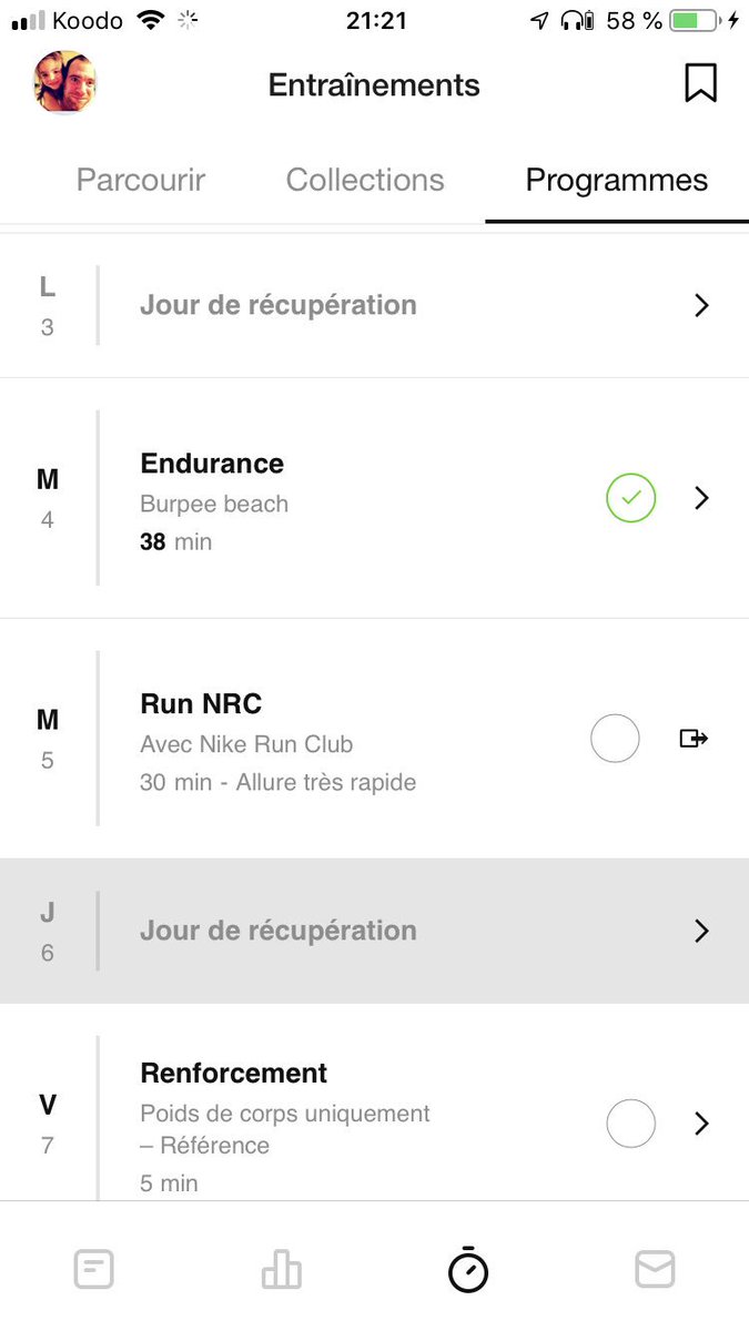 Braz3434's tweet photo. @teamnike I’m sorry it’s in French. When I touch the run NRC on Wednesday the 5th, it takes me to the running app . The message is you need to upgrade but I’ve already upgraded. I’m using an iPhone 7 with the lastest iOS. https://t.co/4zYBYx43bA