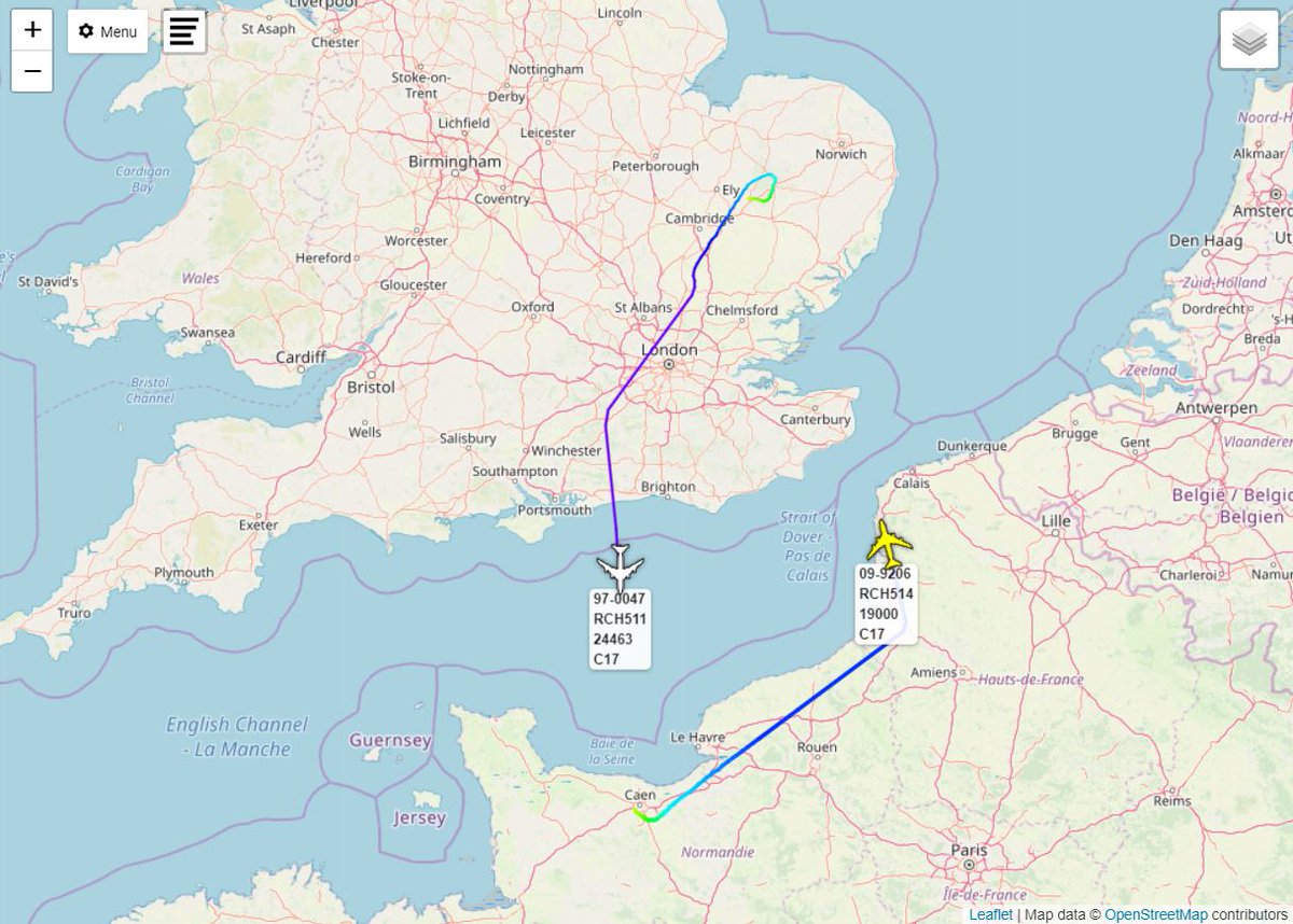 Andy007_SR_A's tweet photo. #USAF 🇺🇸
97-0047 / #RCH511
09-9206 / #RCH514

x2 C-17 Globemaster's, inbound / outbound from LFRK / EGUN, #POTUS related logistics / support chain airlift... https://t.co/5SY5e7xmPr