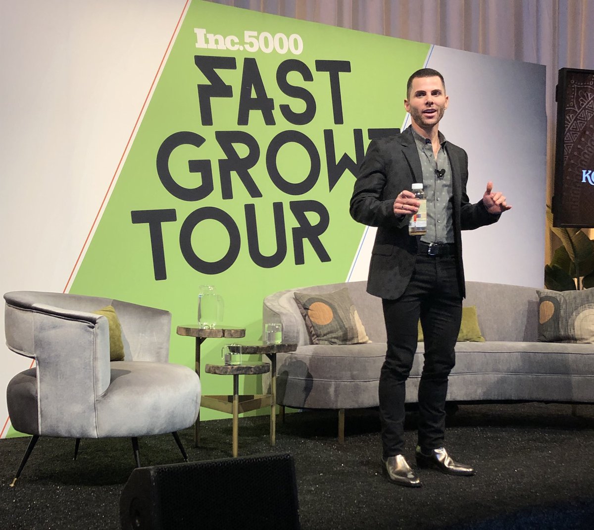 Inc's tweet photo. “The best ideas are the ones most people don’t know they need. And that’s lonely.” @GTsKombucha’s GT Dave knows that breaking ground can be hard. Live from #IncFastGrowth https://t.co/DItN5yq8Oc