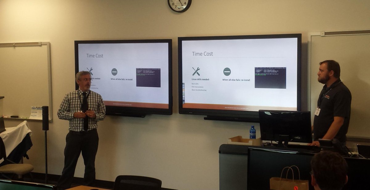 kentbrooks's tweet photo. Brian was nervous about speaking, but did great. I wouldn't expect anything less from a dude who rides his motorized skateboard 8 miles to work #rmug19 @CasperCollege @WrenchP Good job gentlemen. https://t.co/Mkd66jVOLl