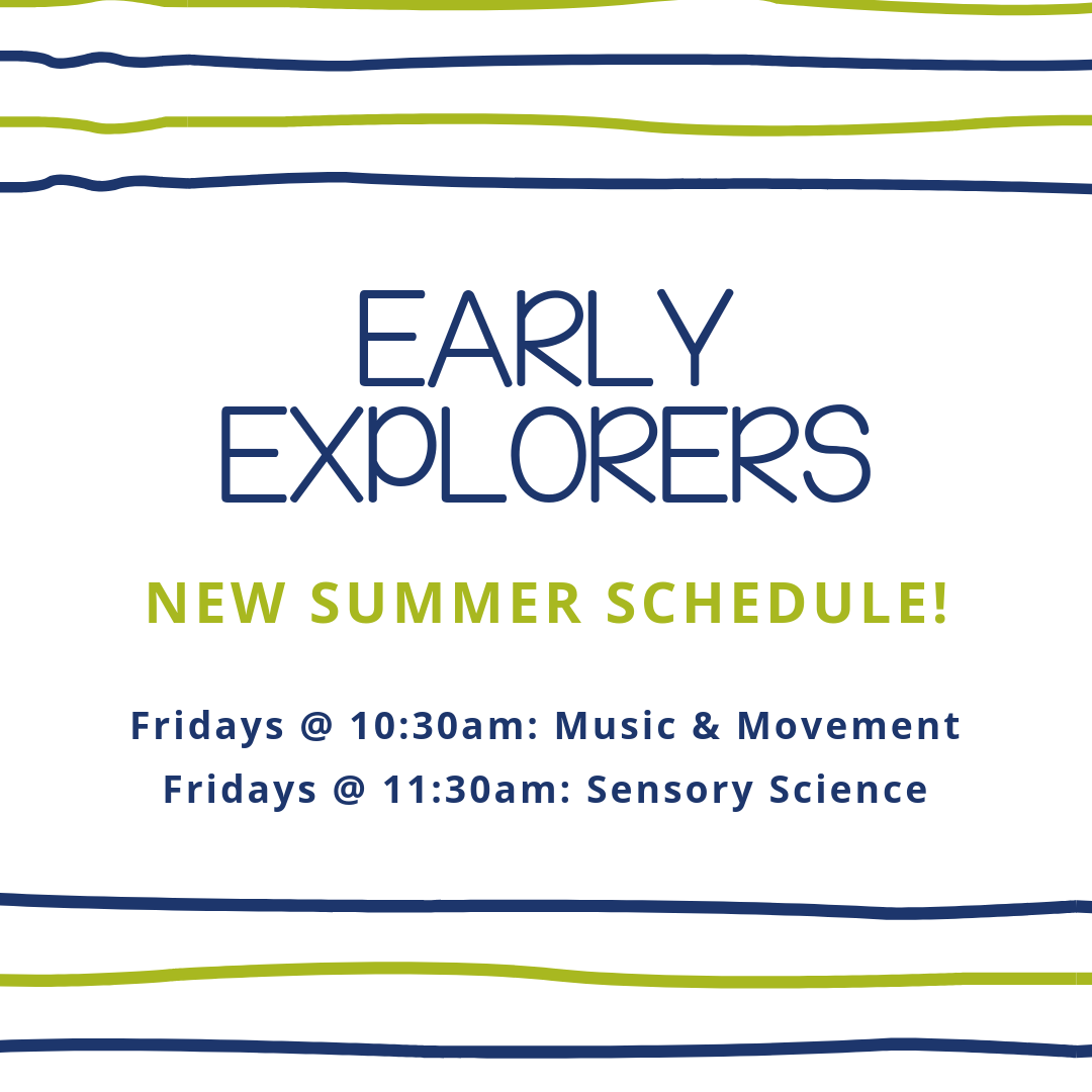 ExWorksMT's tweet photo. NEW for summer! Early Explorers will be offered on Fridays only during the summer months. Music & Movement is at 10:30 and Sensory Science is at 11:30. #EarlyExplorers #ExplorationWorks #HelenaMT https://t.co/bLfA5kHY2a
