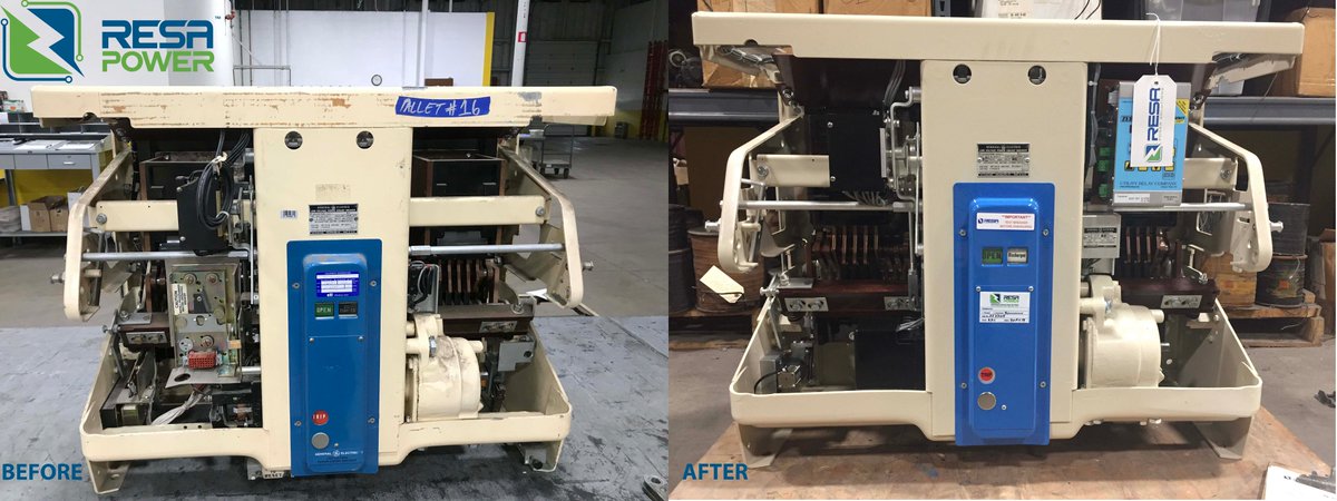 ResaPower's tweet photo. RESA Stow re-manufactured and converted this 3 phase AC breaker into a DC breaker last week. Just in time for #throwbackthursday! Great job! #breaker #resapower #circuitbreaker https://t.co/MBeXXOIQDp
