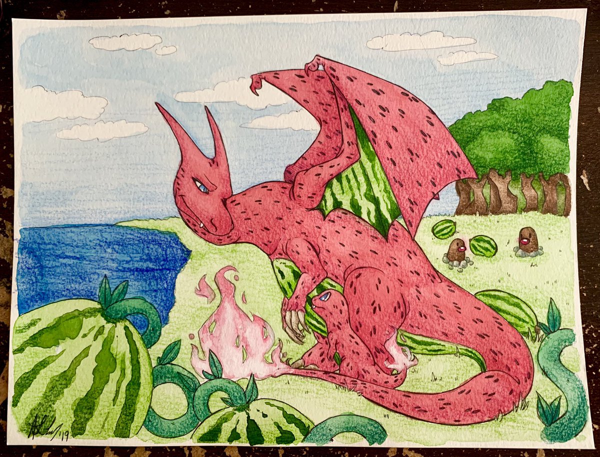 dragonchubs_'s tweet photo. Watermelon Charizard #pokemon #charizard https://t.co/nnW8XrSL2s