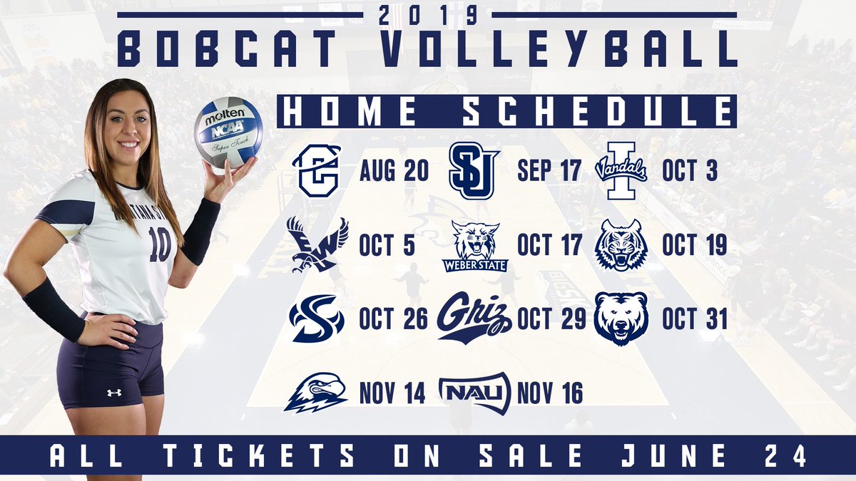 MSUBobcatsVB's tweet photo. HOME SCHEDULE ANNOUNCED! Last year we recorded five matches with over 1,000 in attendance. The rest of the Big Sky Conference, combined, saw four matches with 1,000 or more.  Let’s keep making Shoryer Gym the best home court! #BuildTheLegacy #GoCatsGo https://t.co/DyBRVX89Me