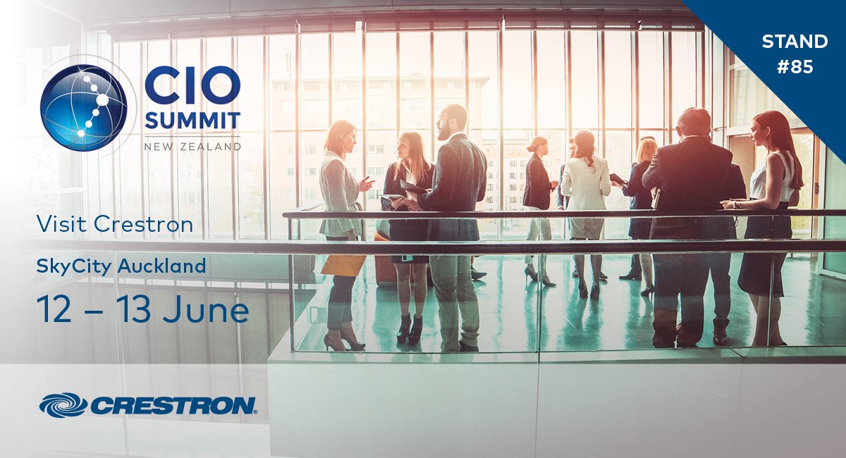 Crestron's tweet photo. Heading to CIO Summit in New Zealand? Join us on June 12-13, where you can learn about the latest IT and business trends that will shape your business. Visit us at stand 85.   #CIOSummit #NZCIO #CrestronAPAC https://t.co/952FJCbIk1
